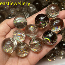 Top 20mm+ Natural Smoky/Clear Quartz sphere Rainbow Crystal Ball healing 10pcs picture