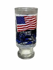 VTG USA Flag On The Moon w/ Neil Armstrong Flags of Our National Bar Glass Cup picture