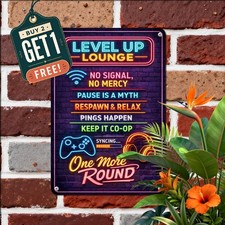 Neon Video Gaming Wall Decor Sign Aluminum Game Room Playroom Plaque 8x12 picture