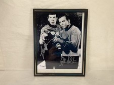 Signed Star Trek Photo Framed B&W Two Crew Phaser Uniforms 11 1/8 x 8 5/8 in picture