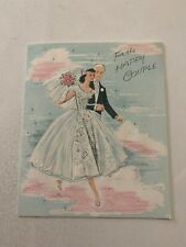 Vintage 1950's For The Happy Couple Wedding Greeting Card Bride and Groom picture