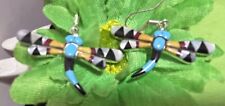 Navajo Sterling Turquoise Spiny Oyster Dragonfly Earrings #816 SIGNED picture