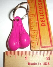 Pink Balls key ring novelty nuts testicles scrotum keychain biker collectible picture