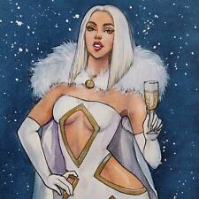 Sexy Emma Frost (8x12/A4) Original Art Painting Pinup by Sheludchenko picture