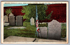 Postcard Ben Franklin's Grave Christ Church Cemetery Philadelphia Penna.  B 24 picture