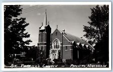 Phillips Wisconsin WI Postcard RPPC Photo St. Patrick's Church c1940's Vintage picture