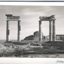 RARE Pre-Restoration Rhodes Greece RPPC Acropolis Lindos Ruin Ancient Photo A141 picture