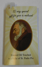 Patron Adolescents St Saint Padre Pio blessed healing oil vial & prayer card picture