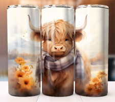 Baby Highland Cow  Tumbler 20oz Cup Mug 20oz Lid Straw Skinny Drinkware picture