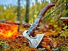Viking Axe Custom Handmade Engraved High Carbon Steel Axe with Leather Sheath picture