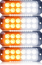 4PCS 12-LED Amber White Emergency Strobe Lights for Trucks Cars picture