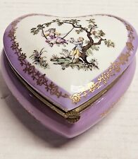 Vintage Heart  Shaped Trinket Box Courting Scene Purple picture