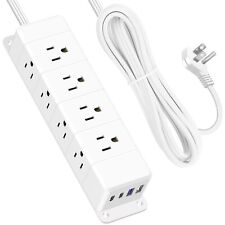 30W USB C Power Strip Surge Protector,Ultra Thin Flat Plug Power Strip 4 Side... picture