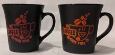 Cafe Time Coffee Mugs, One Red & One Orange; 4