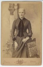 CIRCA 1890'S CABINET CARD Elderly Woman Victorian Dress WC Davis Waterloo NY picture