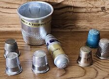 Vintage Thimble Lot Of 8 One Was Sewing Kit One Shot Glass Only A Thimble Full picture
