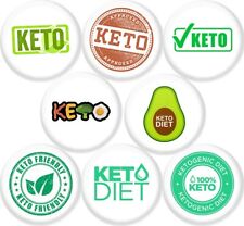 Keto Diet x 8 NEW 1 Inch (25mm) Set of 8 buttons pins badges ketogenic low carb picture