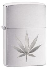 Zippo Marijuana Leaf Design Brushed Chrome Windproof Pocket Lighter, 29587 picture