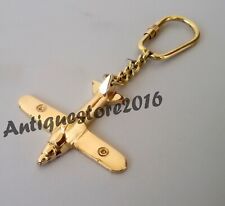 LOT OF 10 PCS Solid Brass Airplane Key Chain Nautical Handmade Key Ring Vintage picture