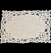 Set Of 8 Vintage White Battenberg Lace Placemats 19” X 14” picture