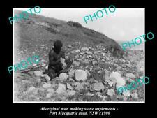OLD 8x6 HISTORICAL PHOTO OF ABORIGINAL MAN MAKING STONE IMPLEMENTS c1900 NSW picture