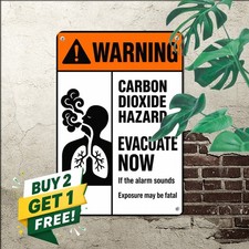 Carbon Dioxide Gas Hazard Sign Industrial Safety Evacuation Tin Metal Plaque picture