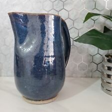 Handmade Ceramic Salt Glazed Blue Pottery Pitcher picture