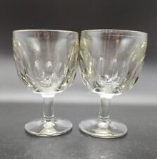 Set of 2 Vintage King's Thumbprint Heavy Clear Glass Goblets Schooner 4