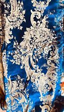 Antique 19th French Lyon Silk Satin Brocade  Blue and Gold  VV666 picture
