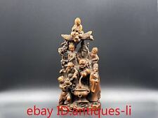 Ancient Chinese Yellow Poplar Wood Carving Statue of the Eight Immortals picture