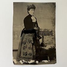 Antique Tintype Half Plate Photograph Beautiful Mature Fashionable Woman picture