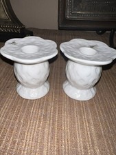 Vintage Candle Holders(2) OLEG CASSINI Embossed White Porcelain~Signed picture