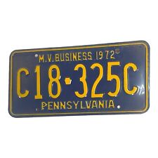 Vintage 1972 Pennsylvania License Plate Tag M.V. Business C18 325C Man Cave Barn picture