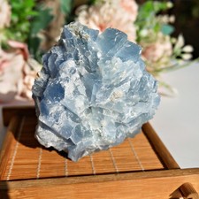 3.3" Raw Blue Calcite Crystal Natural Healing Stone Throat Chakra Communication picture
