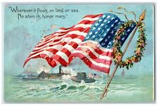 c1910's Fourth Of July American Flag Patriotic Submarine Ship Tuck's Postcard picture