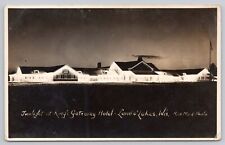 Land O' Lakes Wisconsin King's Gateway Hotel Lights VTG RPPC Real Photo Postcard picture