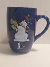 California Pantry 3D Naughty/Nice Christmas Snowman Coffee Mug Cup Royal Blue picture