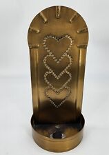Irvin's Tinware Metal Candle Wall Fixture Colonial Punched Heart Brass Pattern picture