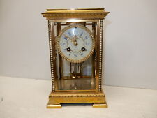 ANTIQUE FRENCH CRYSTAL REGULATOR TABLE CLOCK W/ PEARL BORDERS BOSTON MASS picture