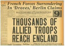 5-1940 WWII May 30 FIERCE BATTLE OVER DUNKIRK Thousands of Troops Reach England picture
