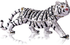 YU FENG White Tiger Figurine Trinket Boxes Hinged Collectible Crystals Bejeweled picture