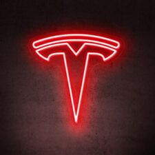 Tesla Car Led Neon Sign Red 13.5 x 13 Inches Car Led Neon Sign USB-Powered  picture