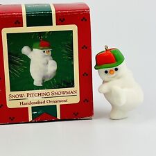 Hallmark Keepsake Ornament Vintage 1985 Snow Pitching Snowman RARE New in Box picture