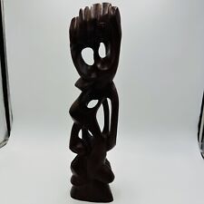 Mid Century Carved Wood Sculpture Hand Foot Face Modernism Large 19in picture
