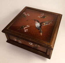 Amilkar Peruvian Reverse Hand Painted Glass and Wooden Jewelry Box  Hummingbird picture