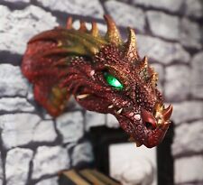 Fantasy Volcanic Fire Red Spiked Dragon Head Wall Decor Plaque With LED Lights picture