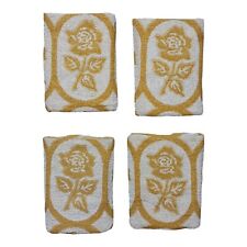 Vintage MCM St. Mary’s Gold & White Bath Towels Fringe Sculpted USA Set of Four picture