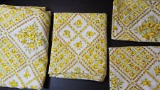 Vintage PEQUOT Yellow Roses Double sheet SET Fitted Flat 2 Standard Pillowcases picture