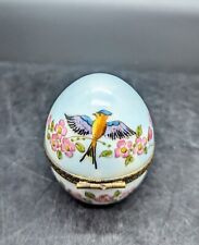 Limoges France Peint Main Rochard Porcelain Trinket Box W/Bottle Bird Flower  picture