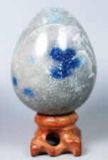 Rare Blue AZURITE in K2 JASPER Granite Crystal Sphere Egg w/Rosewood Madagascar picture